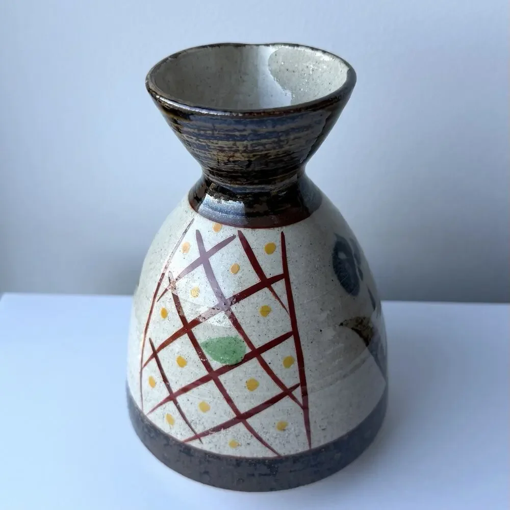 Japanese Pottery Sake Bottle Jug - Stamped/Signed Mashiko Style 5 1/2